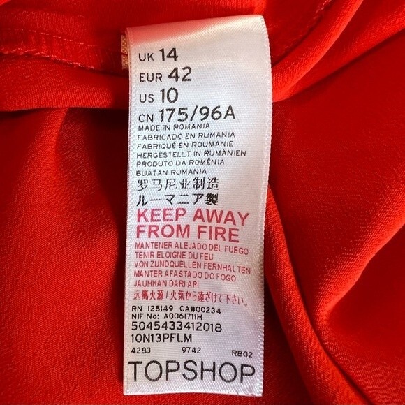 TopShop orange cutout back flutter sleeve dress size 10 - Picture 9 of 9